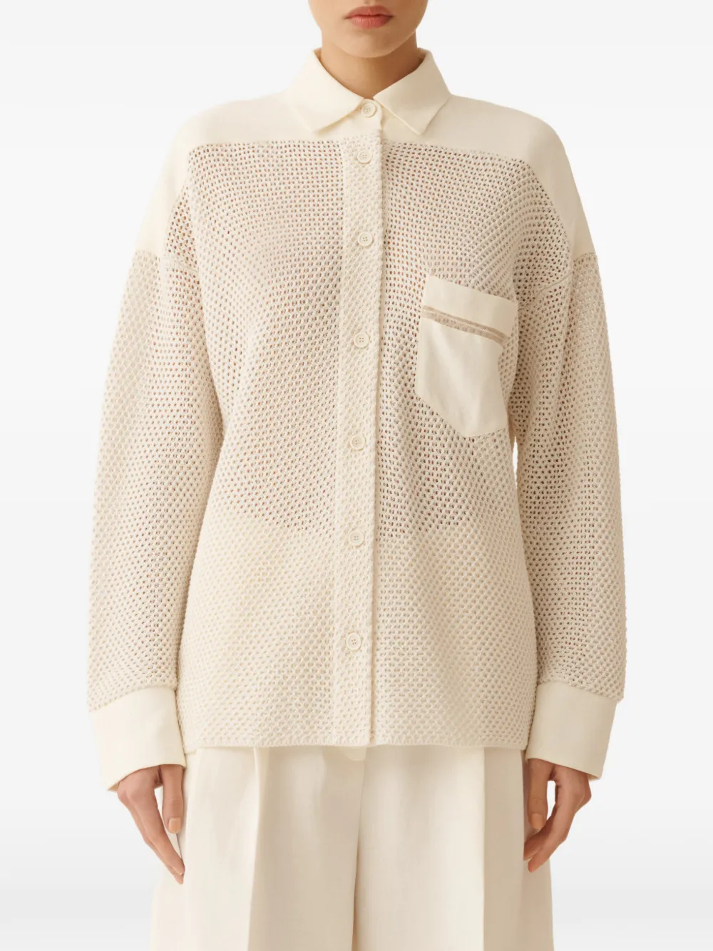 Fabiana Filippi Gebreide blouse met zak Beige