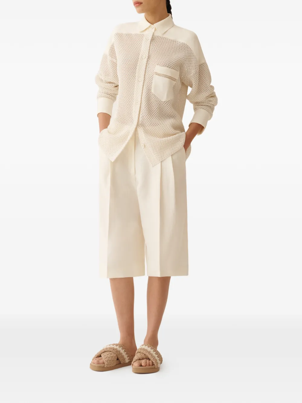 Fabiana Filippi Gebreide blouse met zak Beige