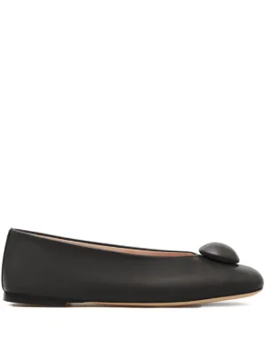MM6 Maison Margiela stitch-out Leather Ballerina Shoes | Black