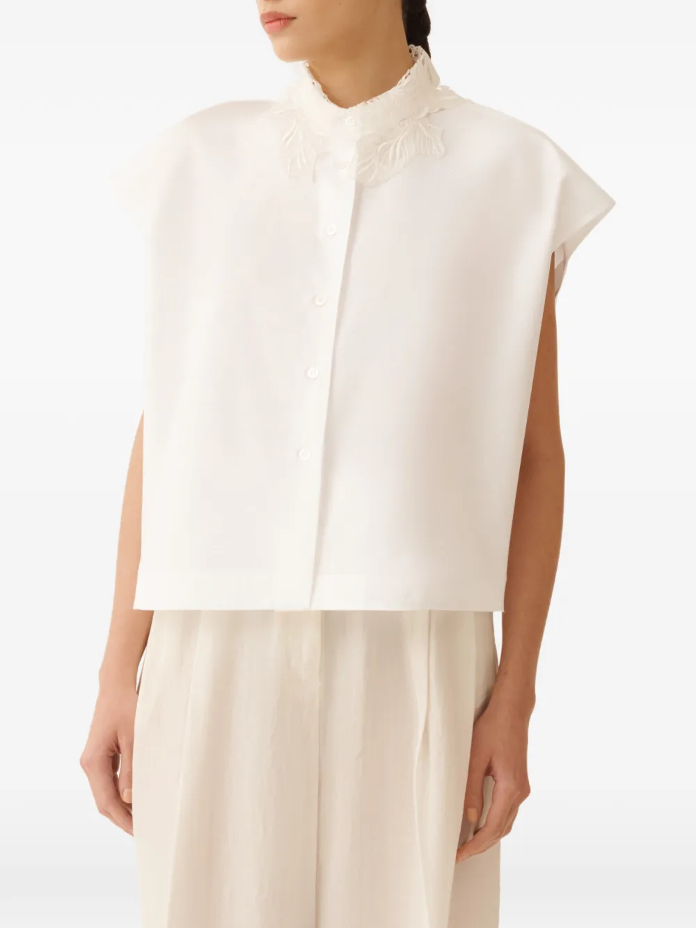 Fabiana Filippi Blouse met kraag en kant Wit