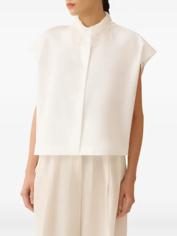 Fabiana Filippi Lace Collared Shirt | White | FARFETCH GE