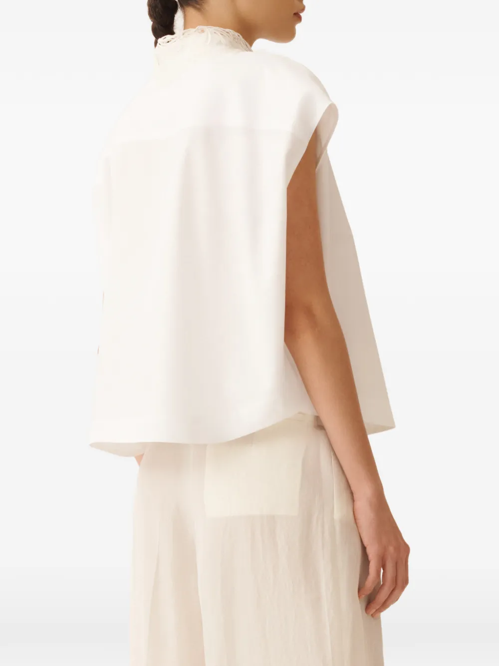 Fabiana Filippi Blouse met kraag en kant Wit