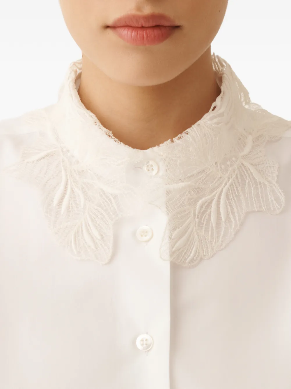 Fabiana Filippi Blouse met kraag en kant Wit