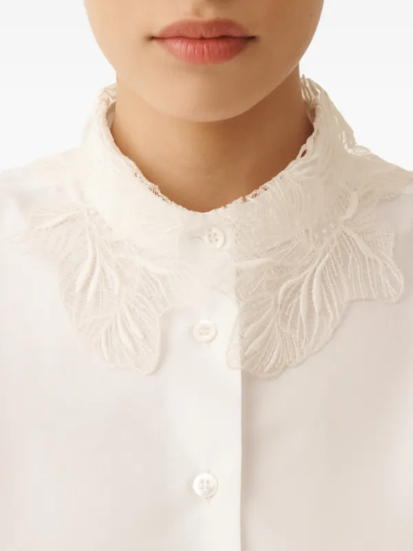 Fabiana Filippi Lace Collared Shirt | White | FARFETCH GE