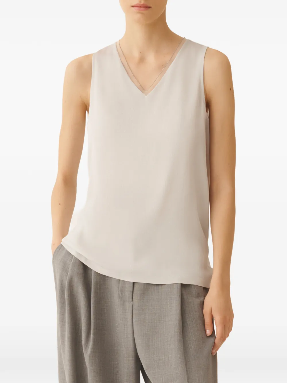 Fabiana Filippi Mouwloze top Beige