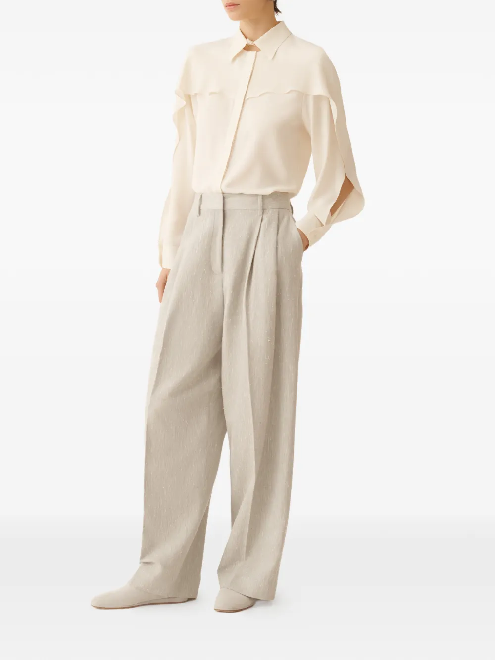 Fabiana Filippi ruffled sleeve shirt - Beige