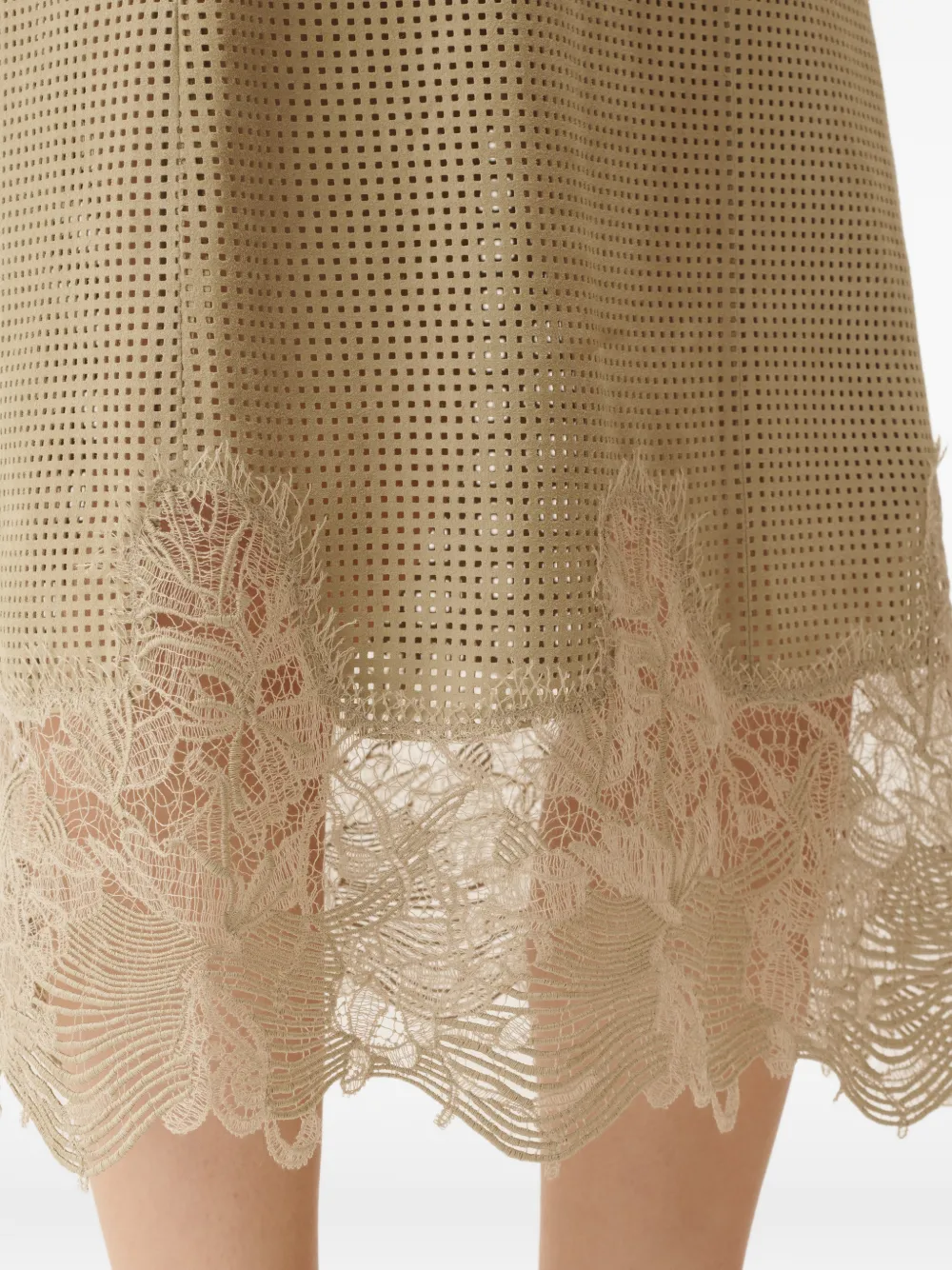 Fabiana Filippi Midi-rok met kanten detail en geperforeerde details Beige