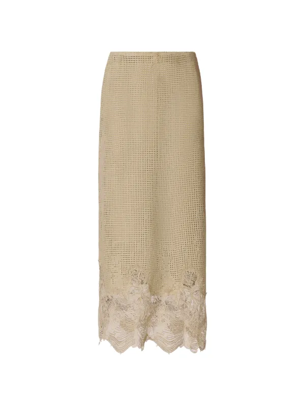 Fabiana Filippi lace-detail Perforated Midi Skirt | Neutrals