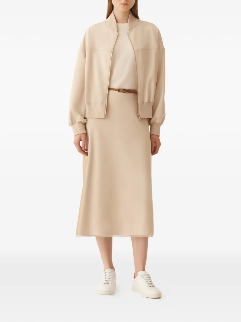 Fabiana Filippi zip-fastening midi skirt - Beige