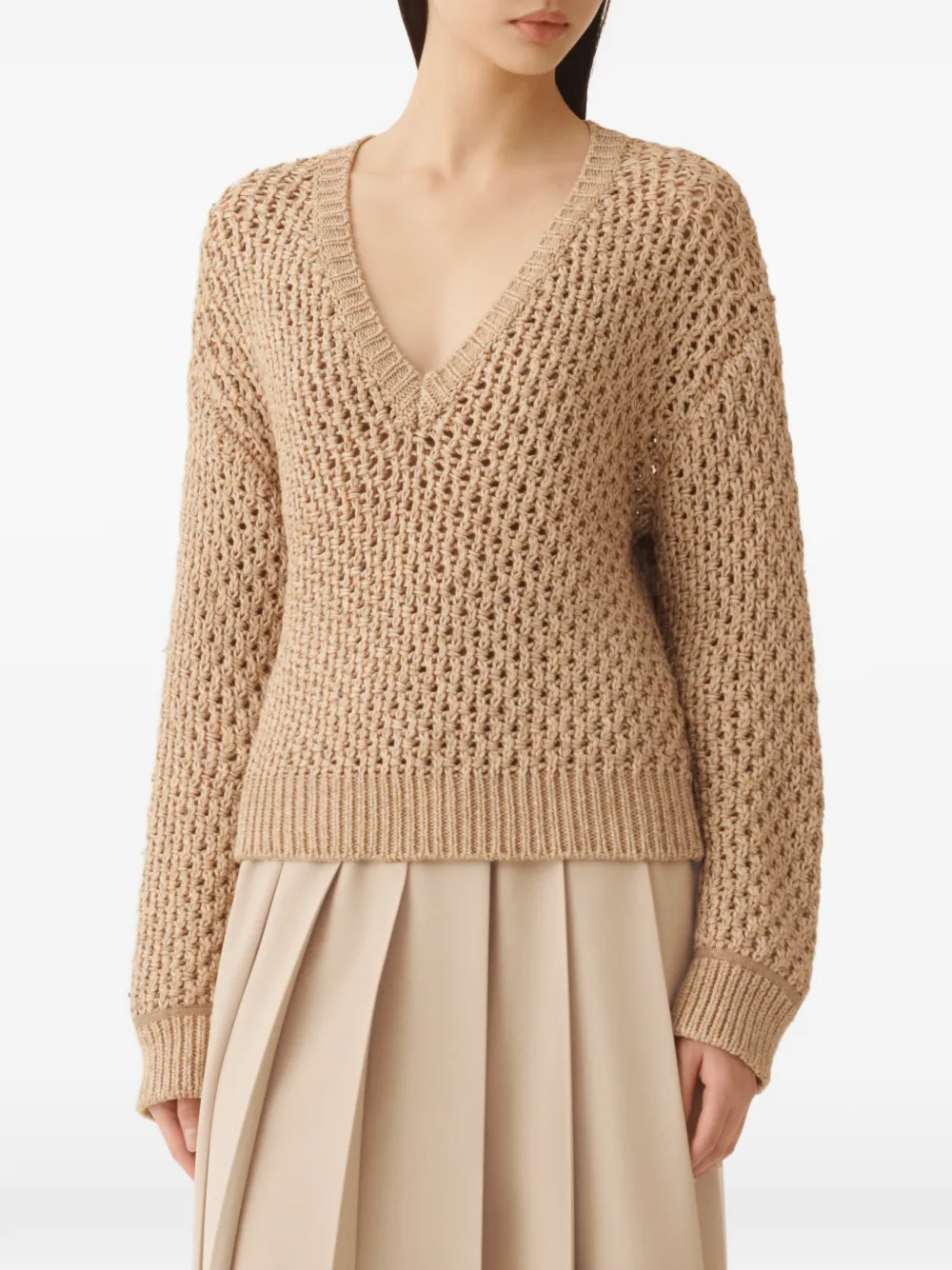 Fabiana Filippi Trui met V-hals Beige