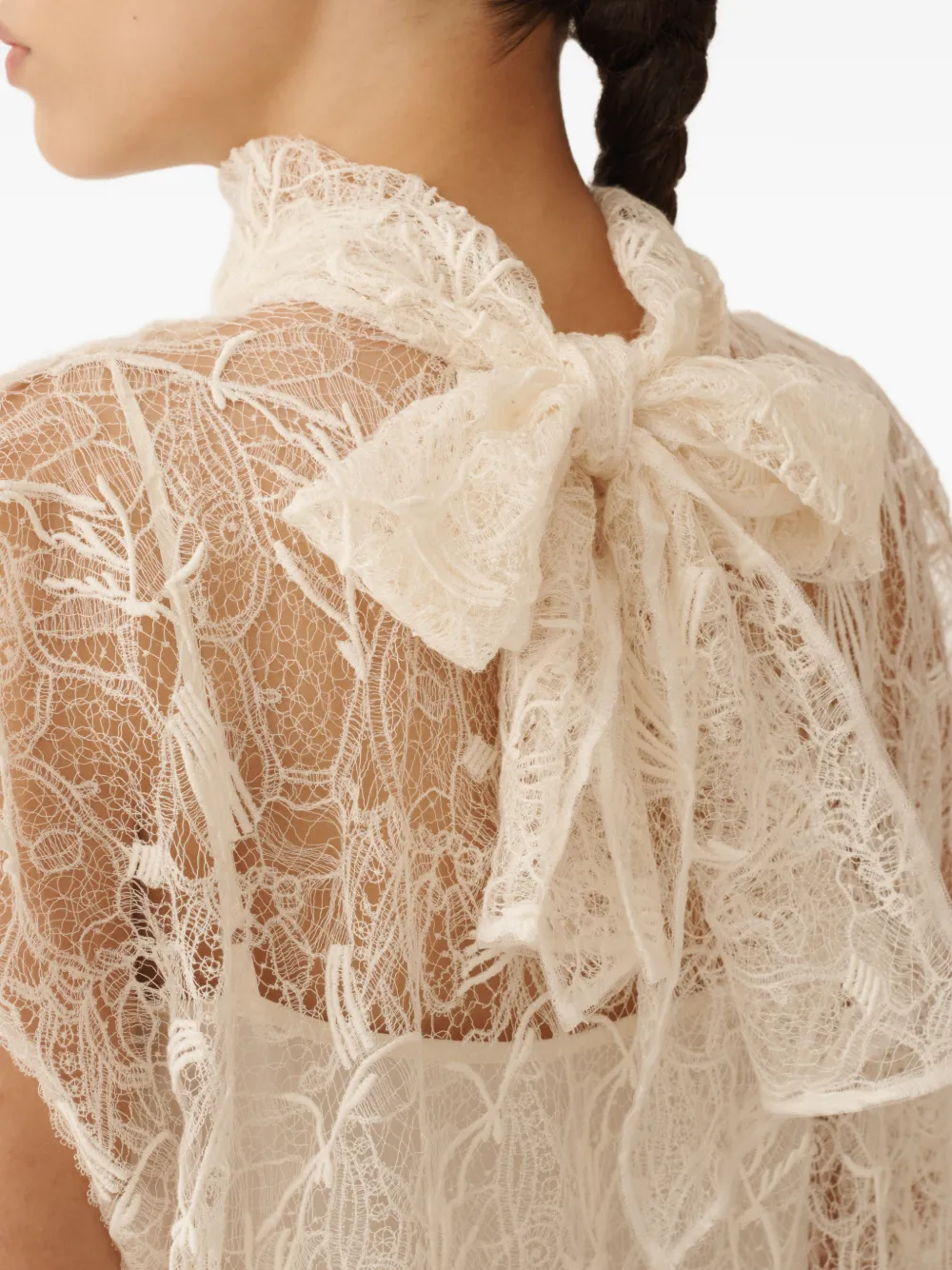 Fabiana Filippi Jurk met strik van kant Beige