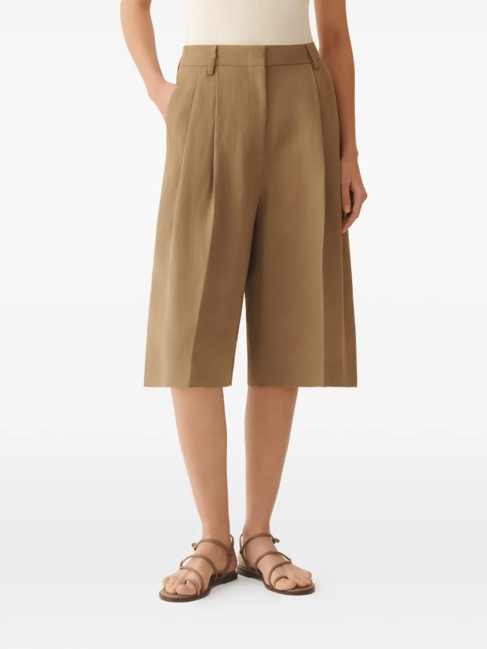Fabiana Filippi Geplooide shorts met zak Bruin