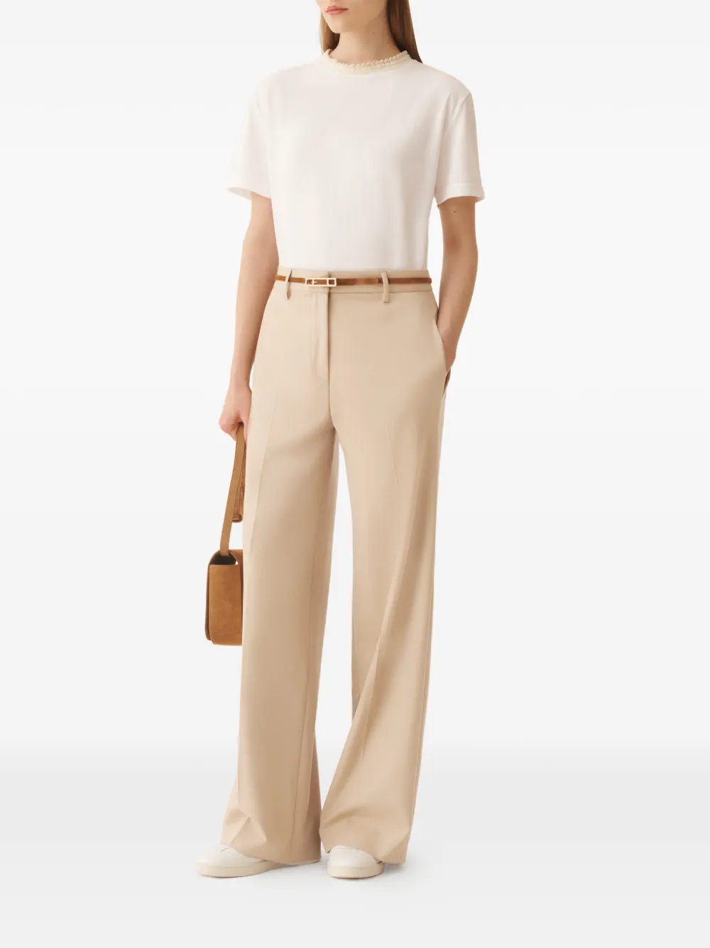 Fabiana Filippi T-shirt met gewelfde kraag Wit