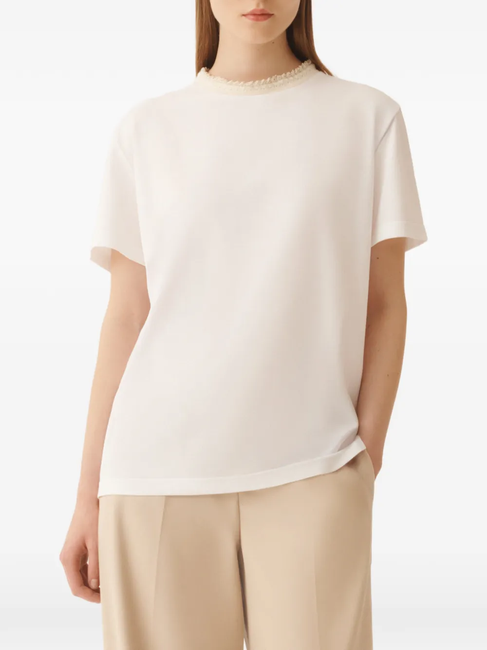 Fabiana Filippi T-shirt met gewelfde kraag Wit