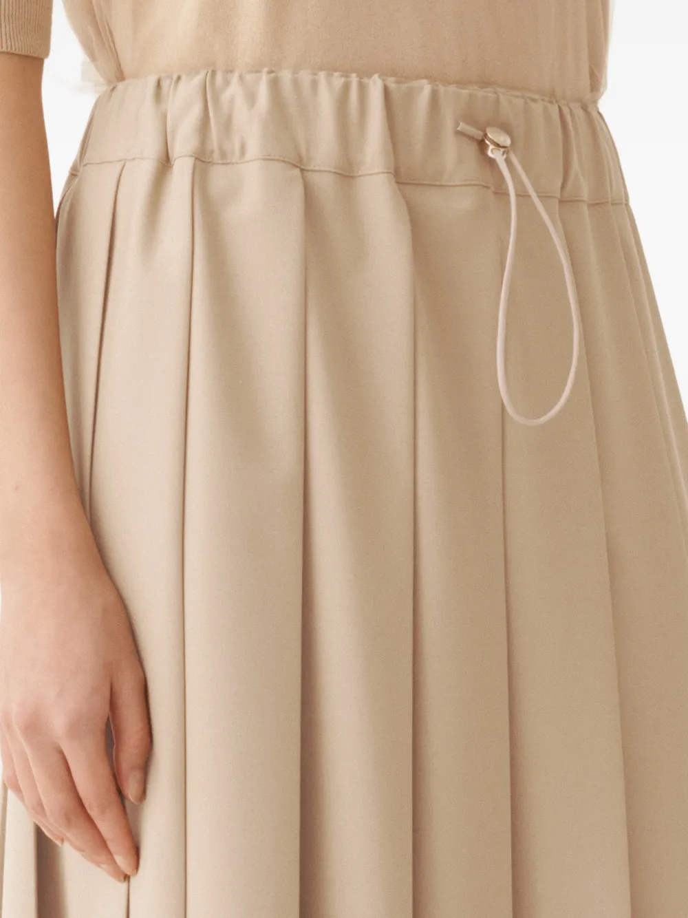 Fabiana Filippi Midi-plooirok met trekkoord Beige