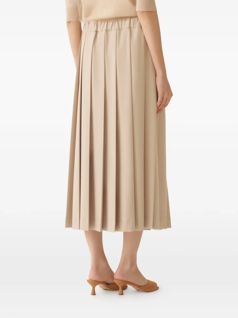 Fabiana Filippi Midi-plooirok met trekkoord Beige