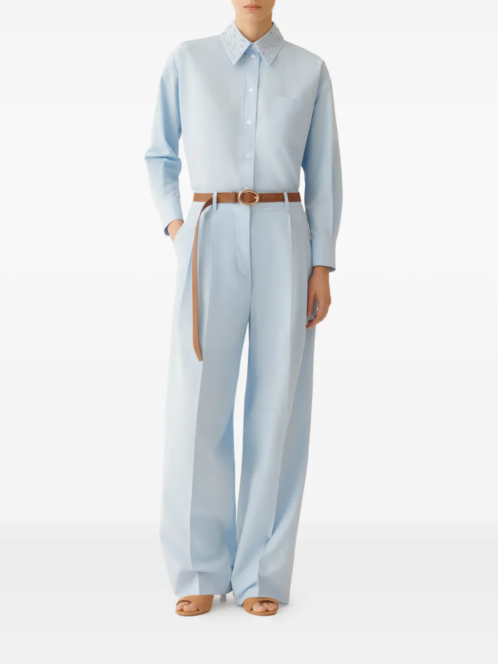 Fabiana Filippi Blouse met verfraaide kraag Blauw