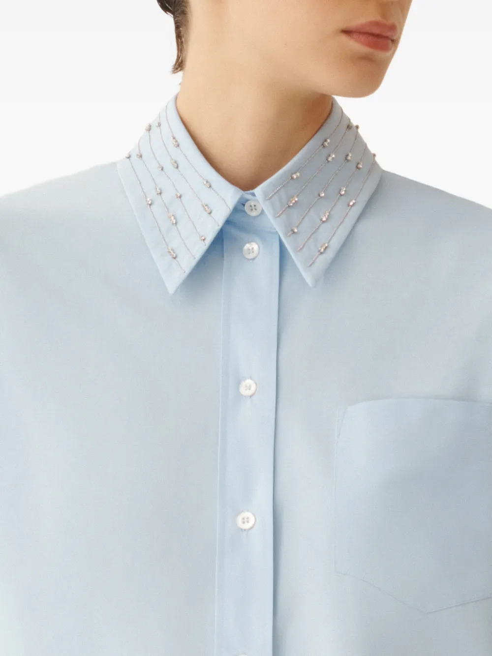 Fabiana Filippi Blouse met verfraaide kraag Blauw