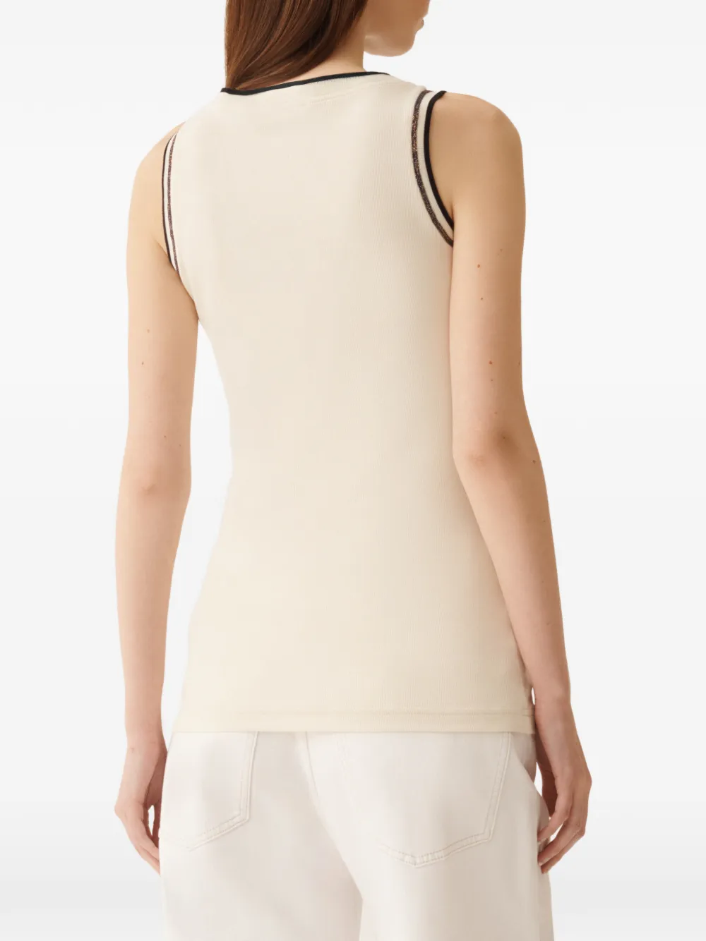 Fabiana Filippi Mouwloze top met ronde hals Beige
