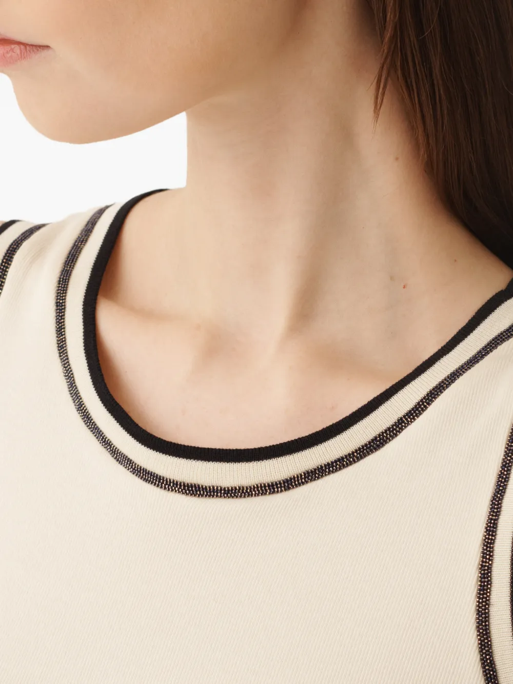 Fabiana Filippi Mouwloze top met ronde hals Beige