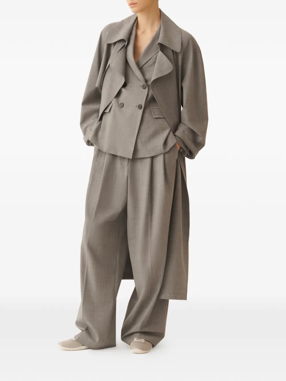 Fabiana Filippi Trenchcoat met ceintuur en kraag Grijs