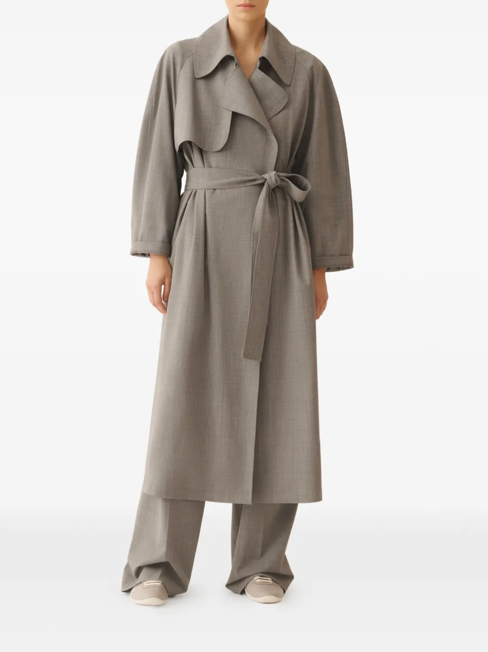 Fabiana Filippi Trenchcoat met ceintuur en kraag Grijs