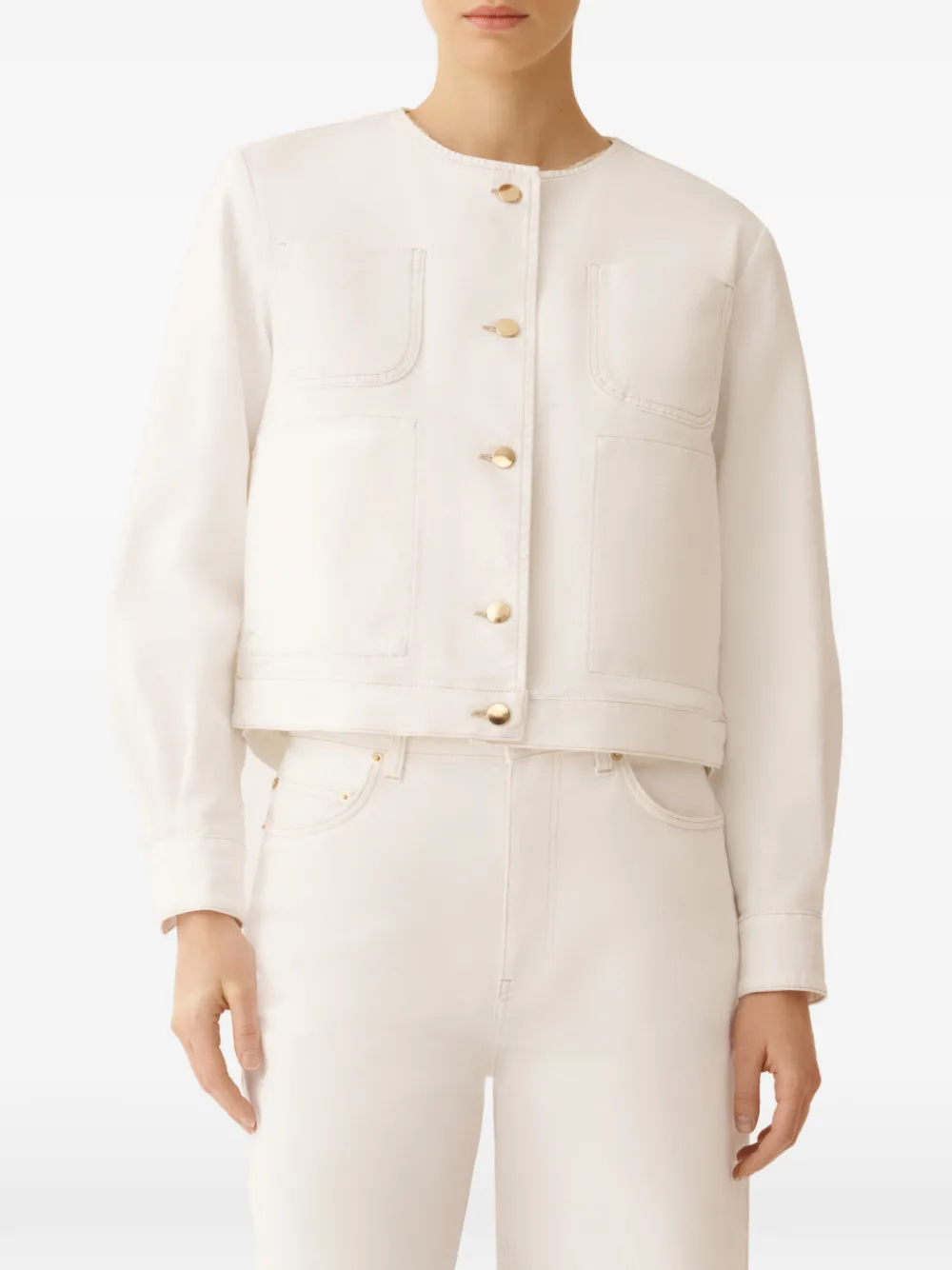  Fabiana Filippi Patch-pocket Button Jacket - White 