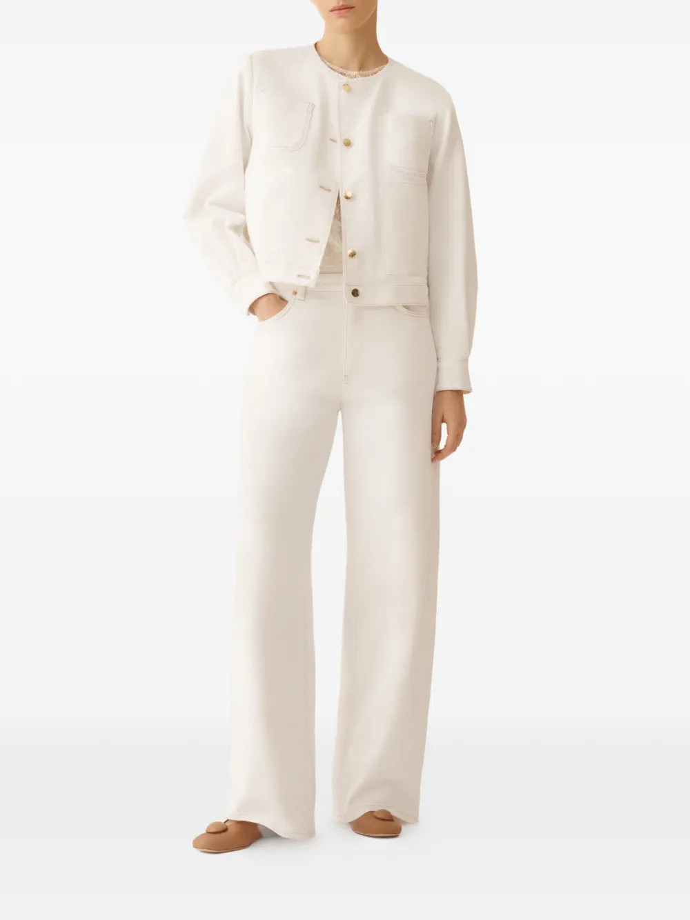  Fabiana Filippi Patch-pocket Button Jacket - White 