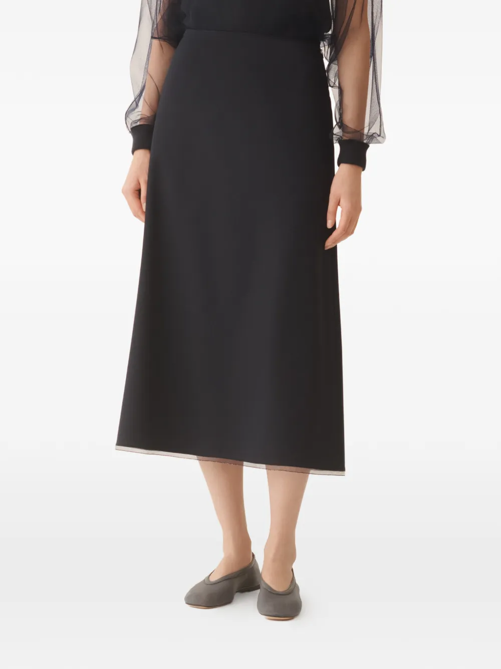 Fabiana Filippi mesh-hem midi skirt - Blauw