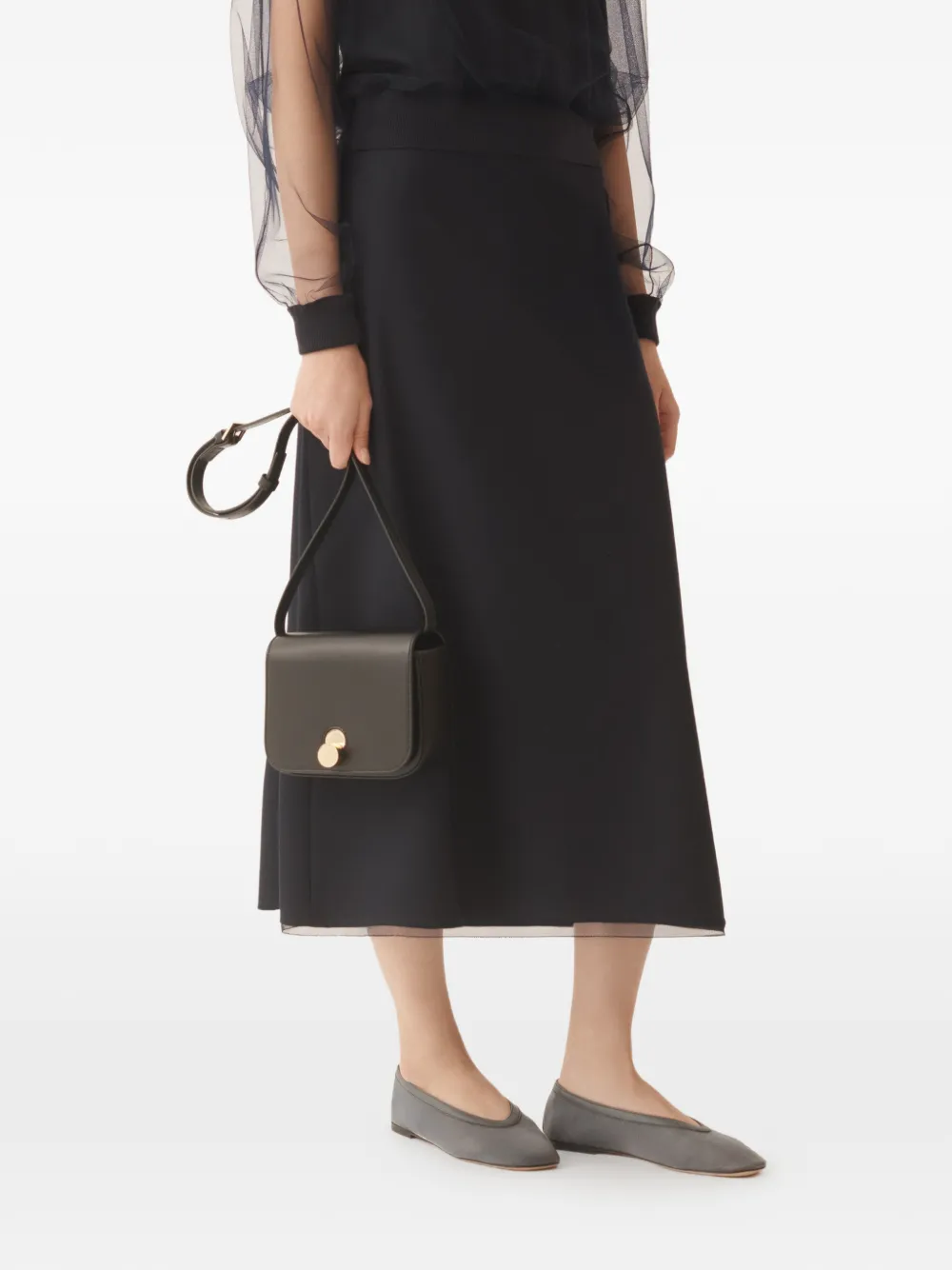 Fabiana Filippi Midi-rok met mesh afwerking Blauw