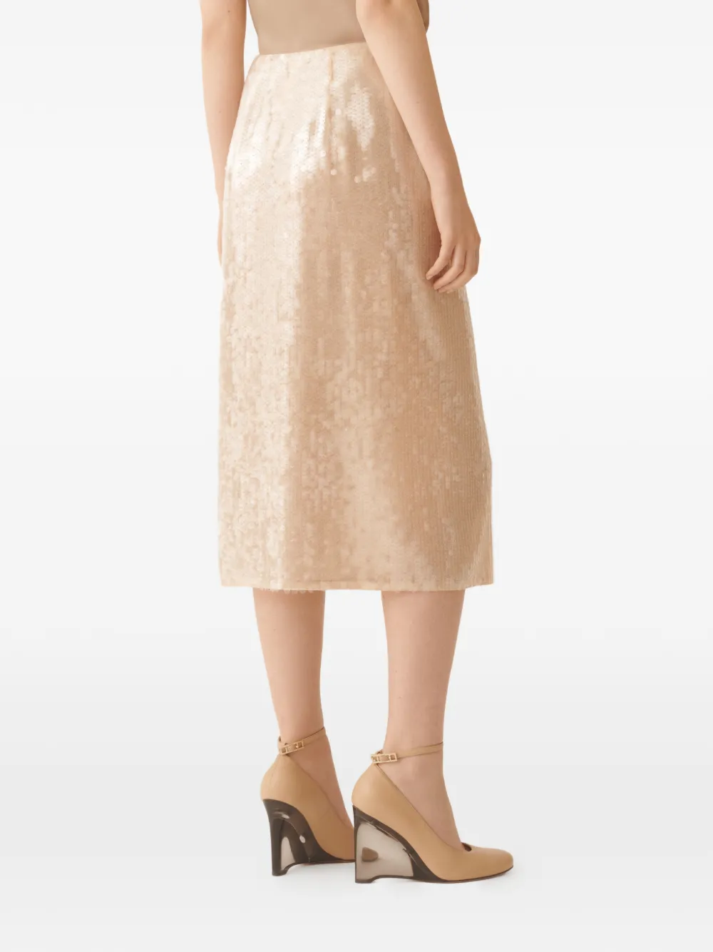 Fabiana Filippi Midi-wikkelrok met pailletten Beige