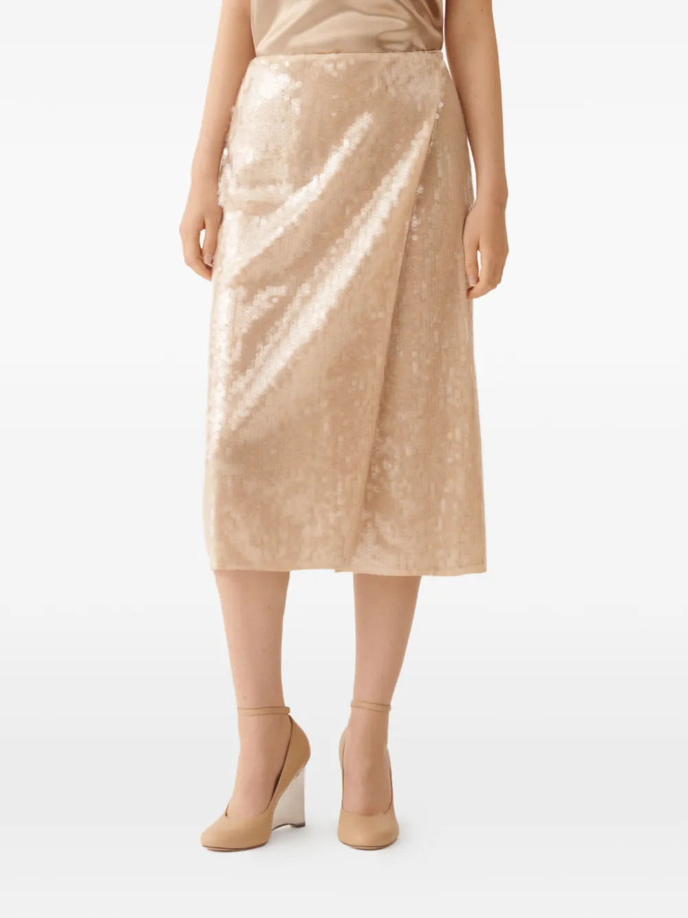  Fabiana Filippi Sequin Wrap Midi Skirt - Neutrals 