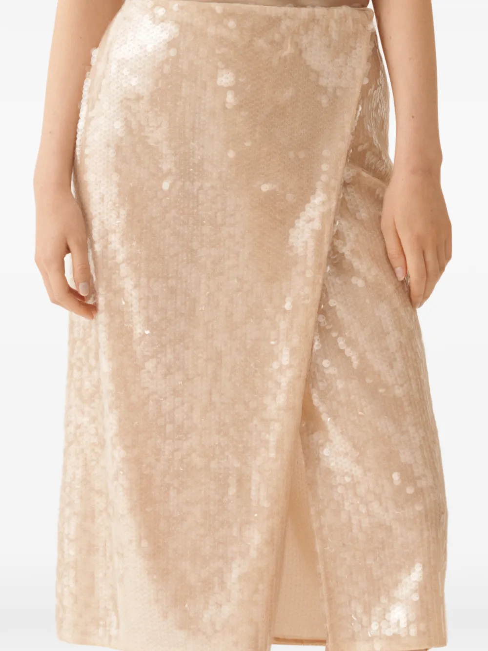 Fabiana Filippi Midi-wikkelrok met pailletten Beige