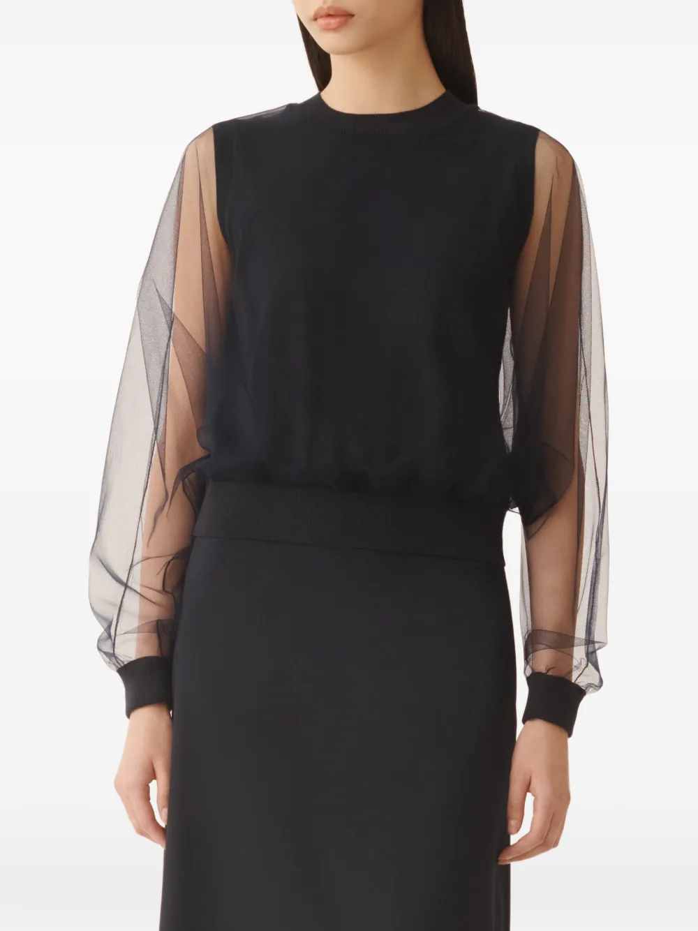 Fabiana Filippi sheer-sleeve blouse - Blauw