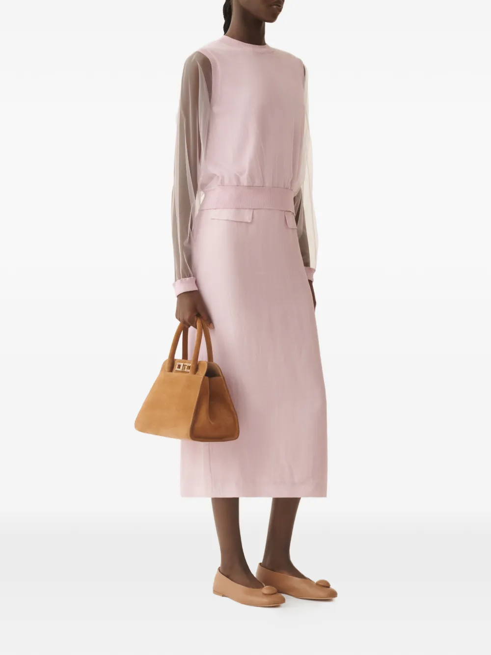 Fabiana Filippi sheer-sleeves blouse - Roze