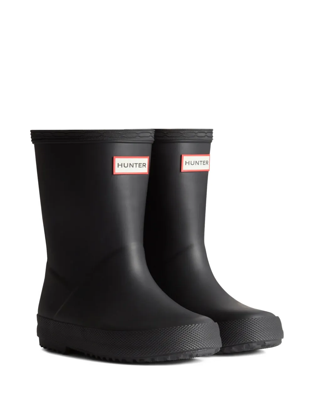 Hunter Kids logo-plaque wellies - Nero