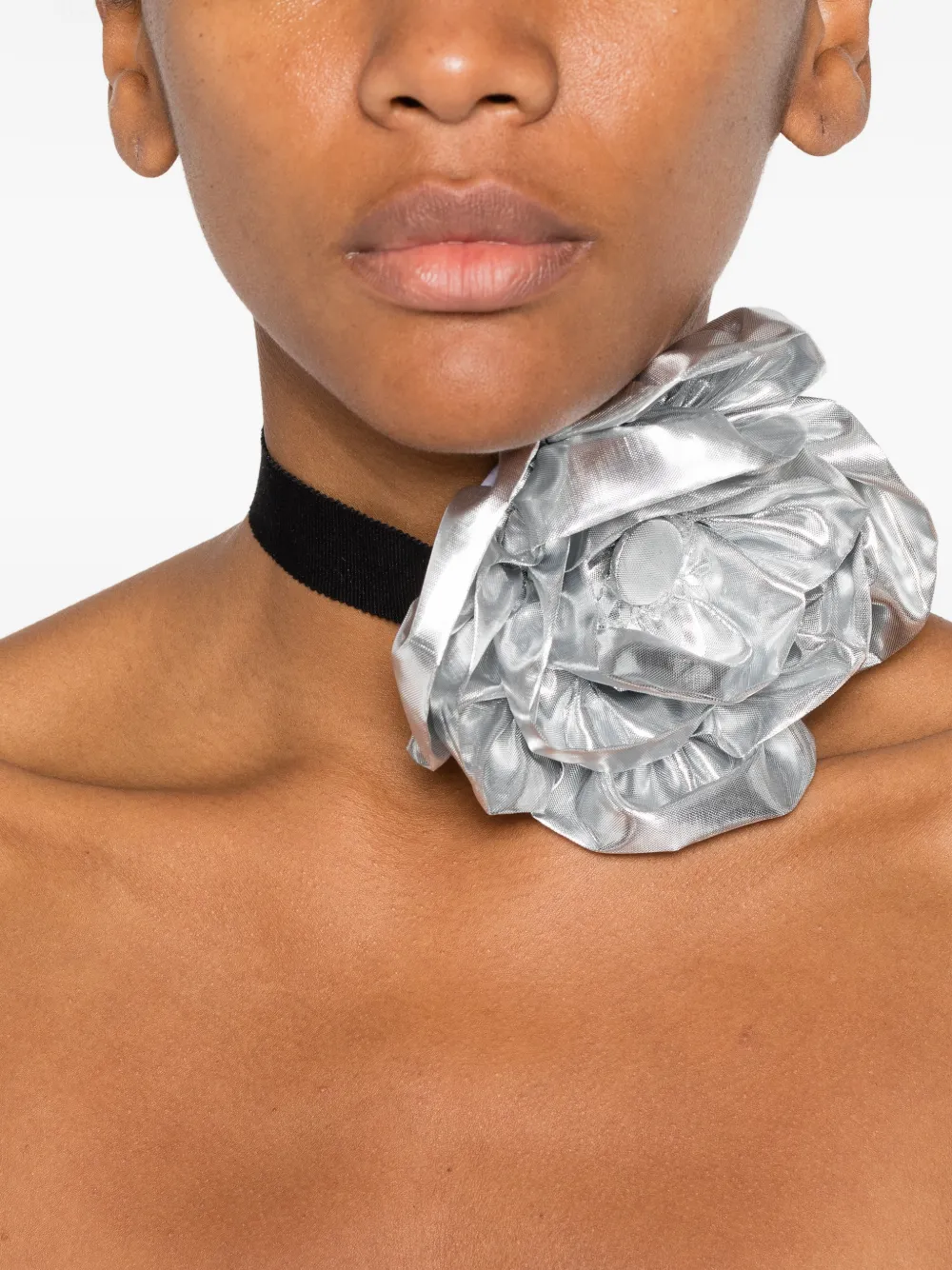 Parlor floral-detail choker - Zilver