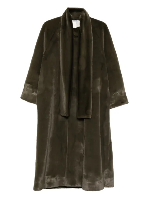 Parlor scarf-detail faux-fur coat