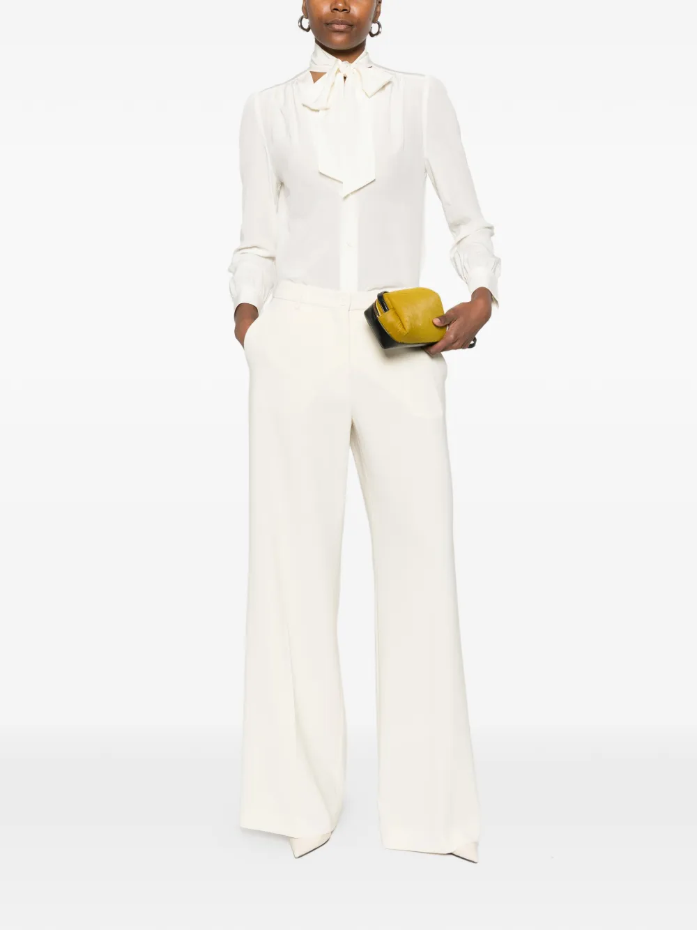  Nili Lotan Colt Tie-neck Shirt - Neutrals 