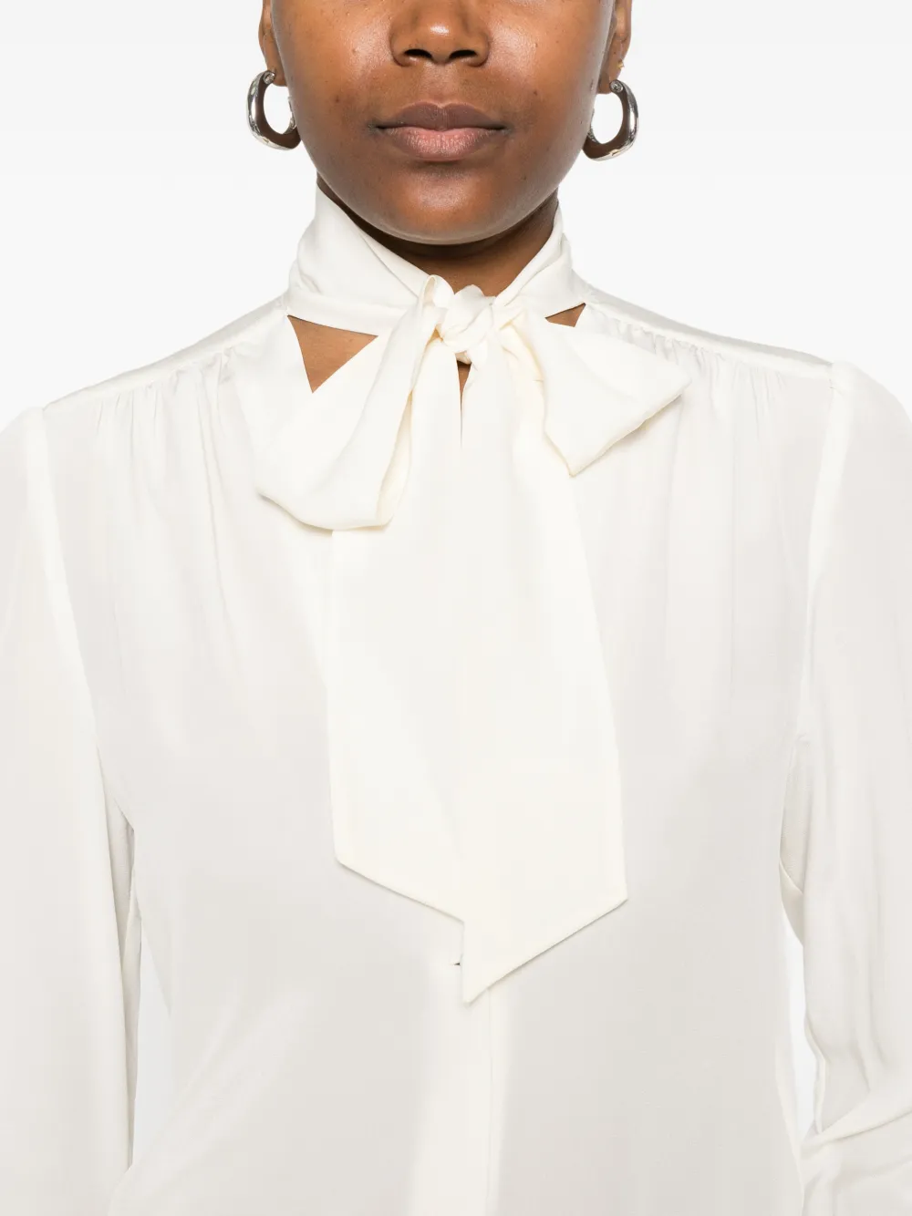 Nili Lotan Colt blouse met gestrikte hals Beige