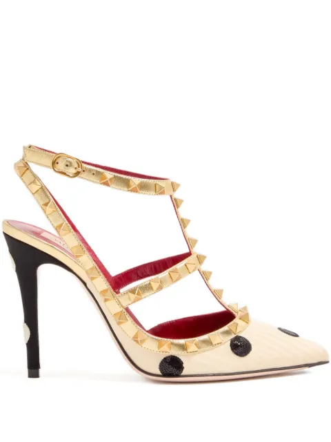 Valentino Garavani zapatillas Rockstud con bordado Plus de Pois y tacón de 100mm