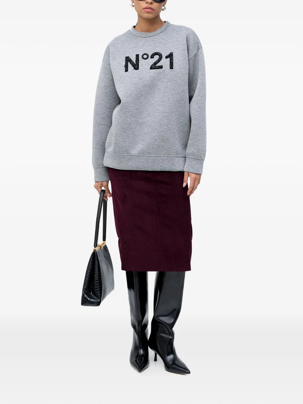 N°21 Corduroy Midi Skirt In Purple