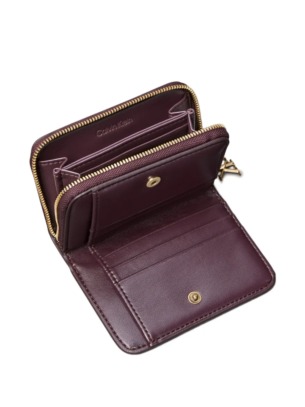 Calvin Klein Zipped Leather Wallet In Red