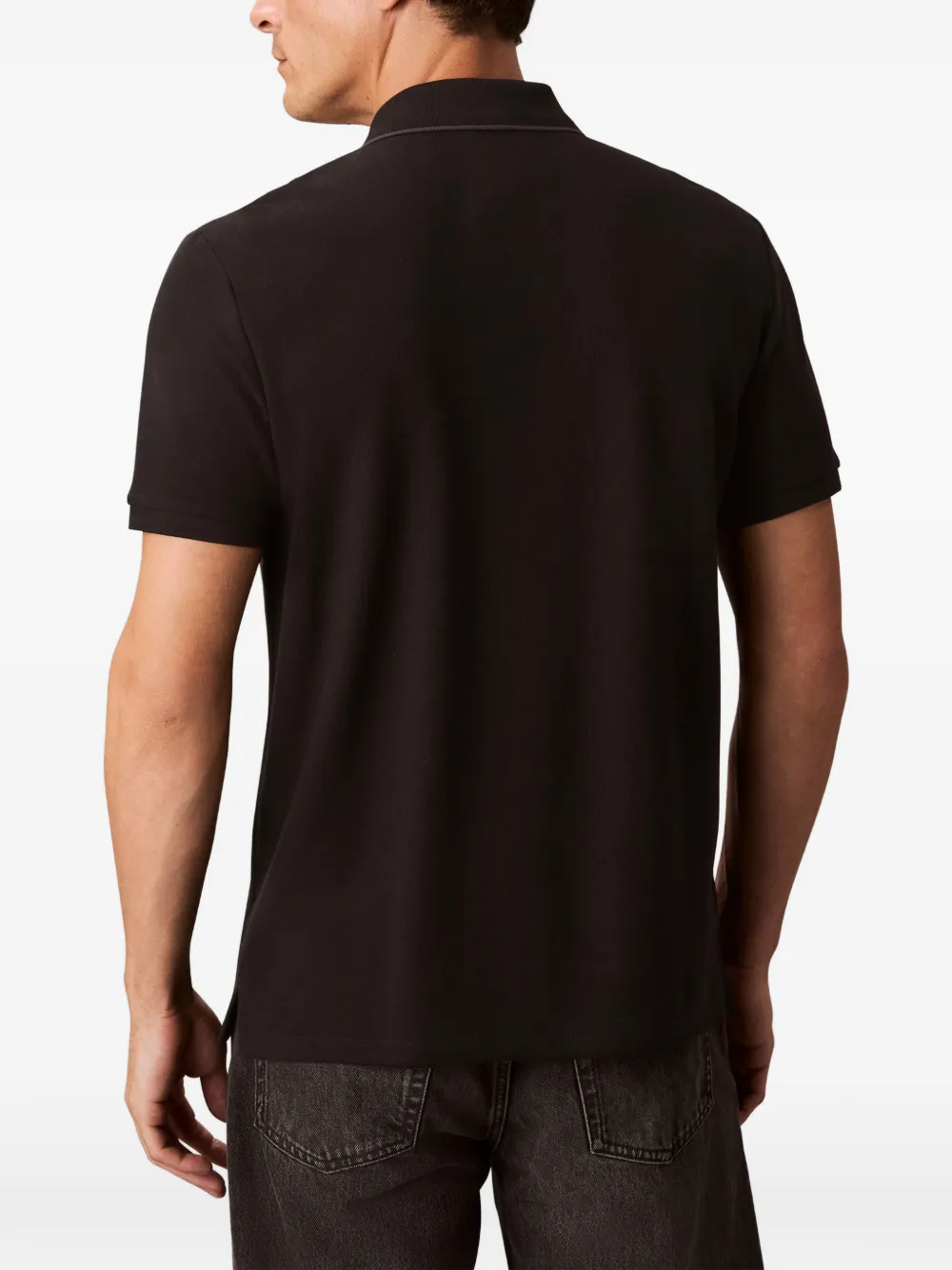 Calvin Klein Logo-embroidered Polo Shirt In Black