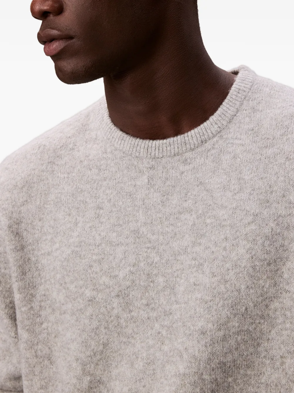 Calvin Klein Ribbed Crew Neck Sweater In Gray