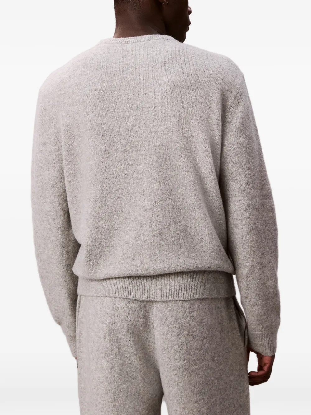 Calvin Klein Ribbed Crew Neck Sweater In Gray