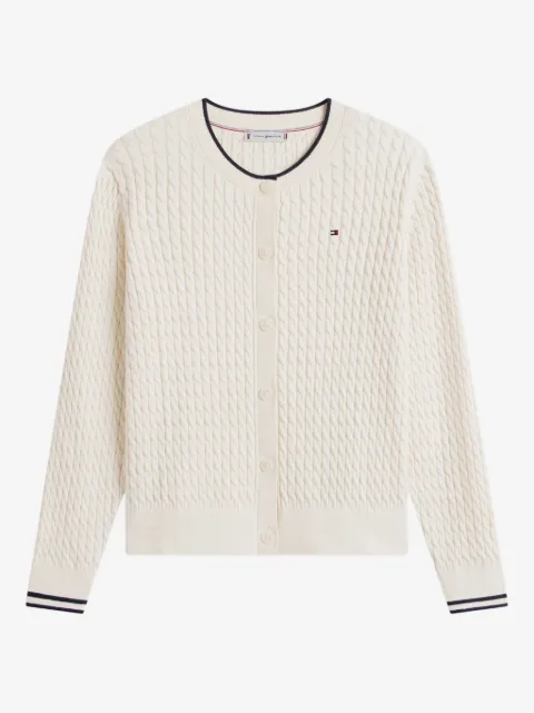 Tommy Hilfiger كارديغان برقبة مستديرة وبحياكة الضفيرة