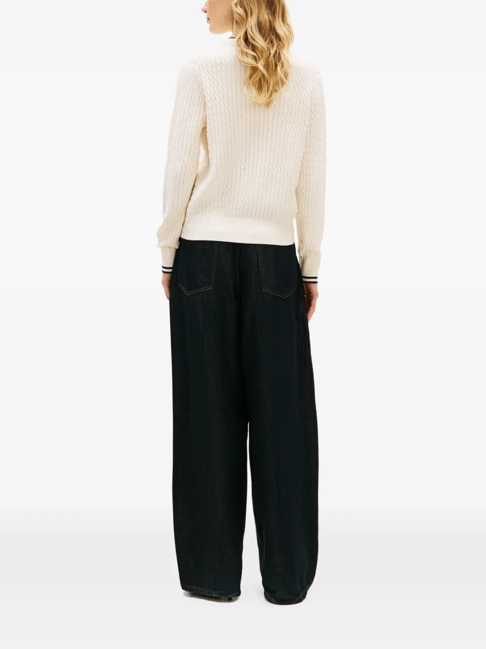  Tommy Hilfiger Crew-neck Cable-knit Cardigan - Neutrals 