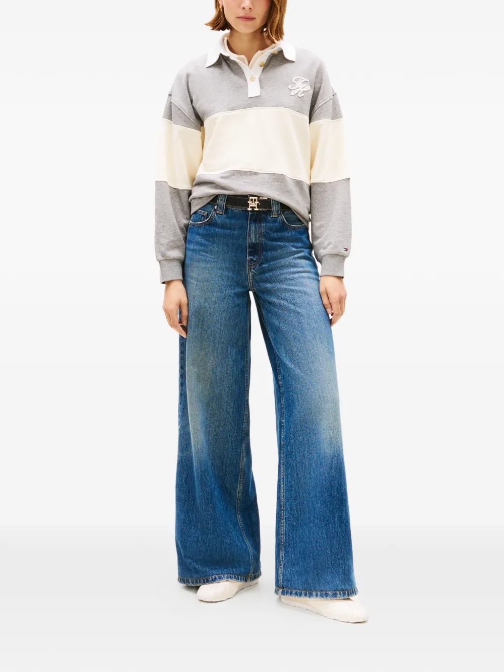 Tommy Hilfiger colourblock logo-embroidery polo shirt - Grijs