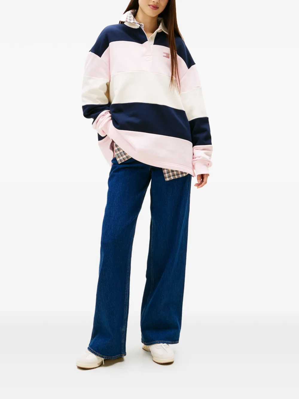 Tommy Jeans striped collared polo shirt - Roze